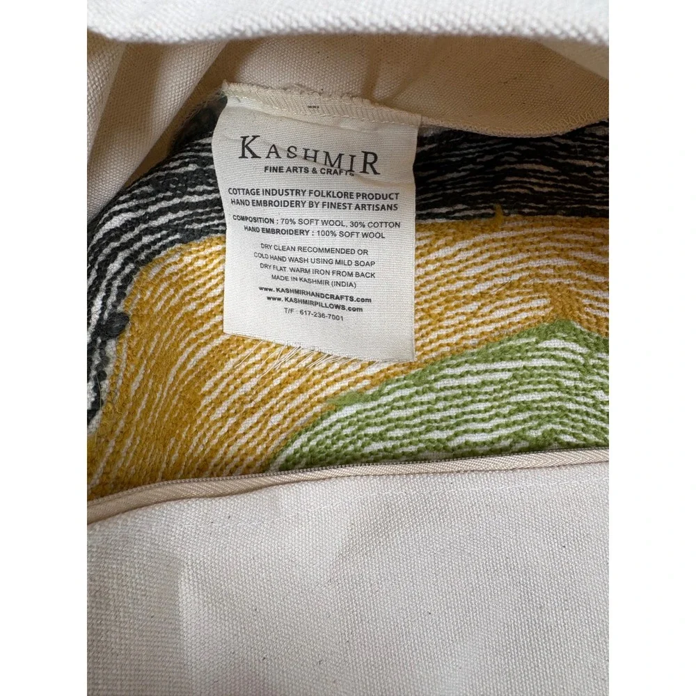 Kashmir Fine Arts & Crafts Wool Hand Embroidered Abstract 18x18 Pillow Cover